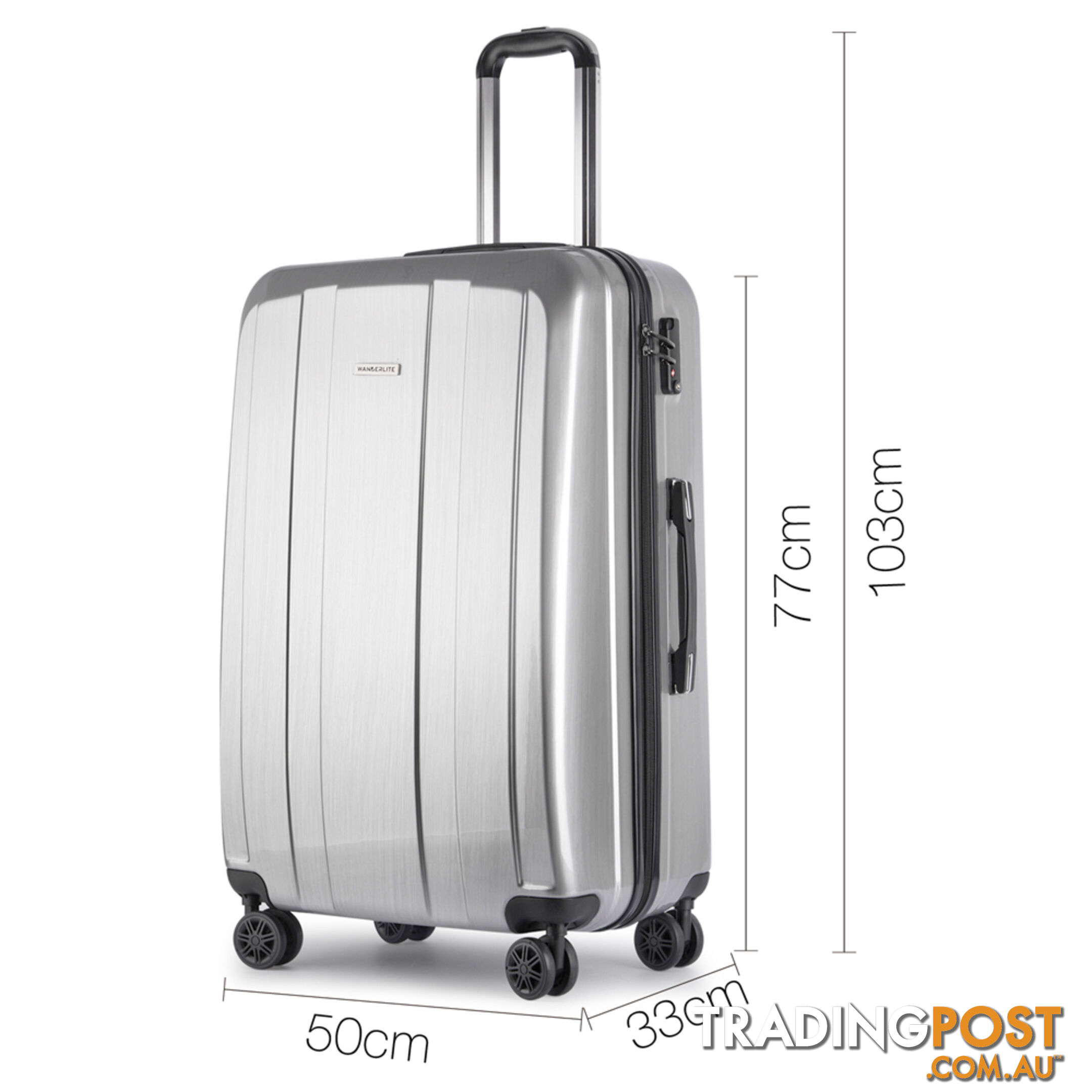 28&#34; Hard Shell Luggage 4 Wheels Suitecase TSA Lock Travel Carry On Bag Silver