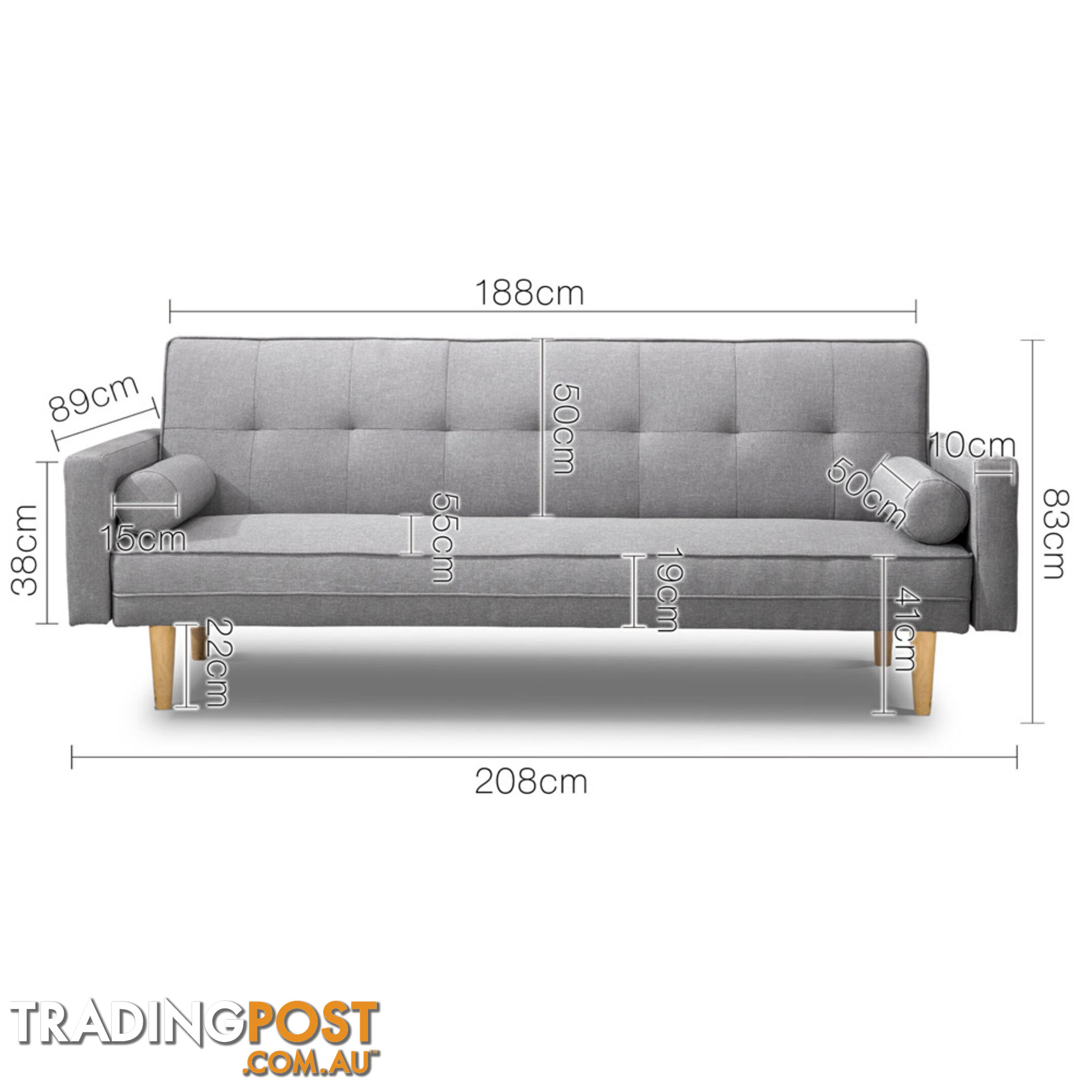 3 Seater Faux Linen Fabric Sofa