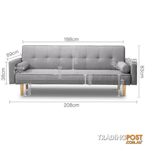 3 Seater Faux Linen Fabric Sofa