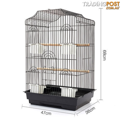 68cm Medium Bird Cage Parrot Budgie Canary Pet Carry Wrough Iron Aviary Black
