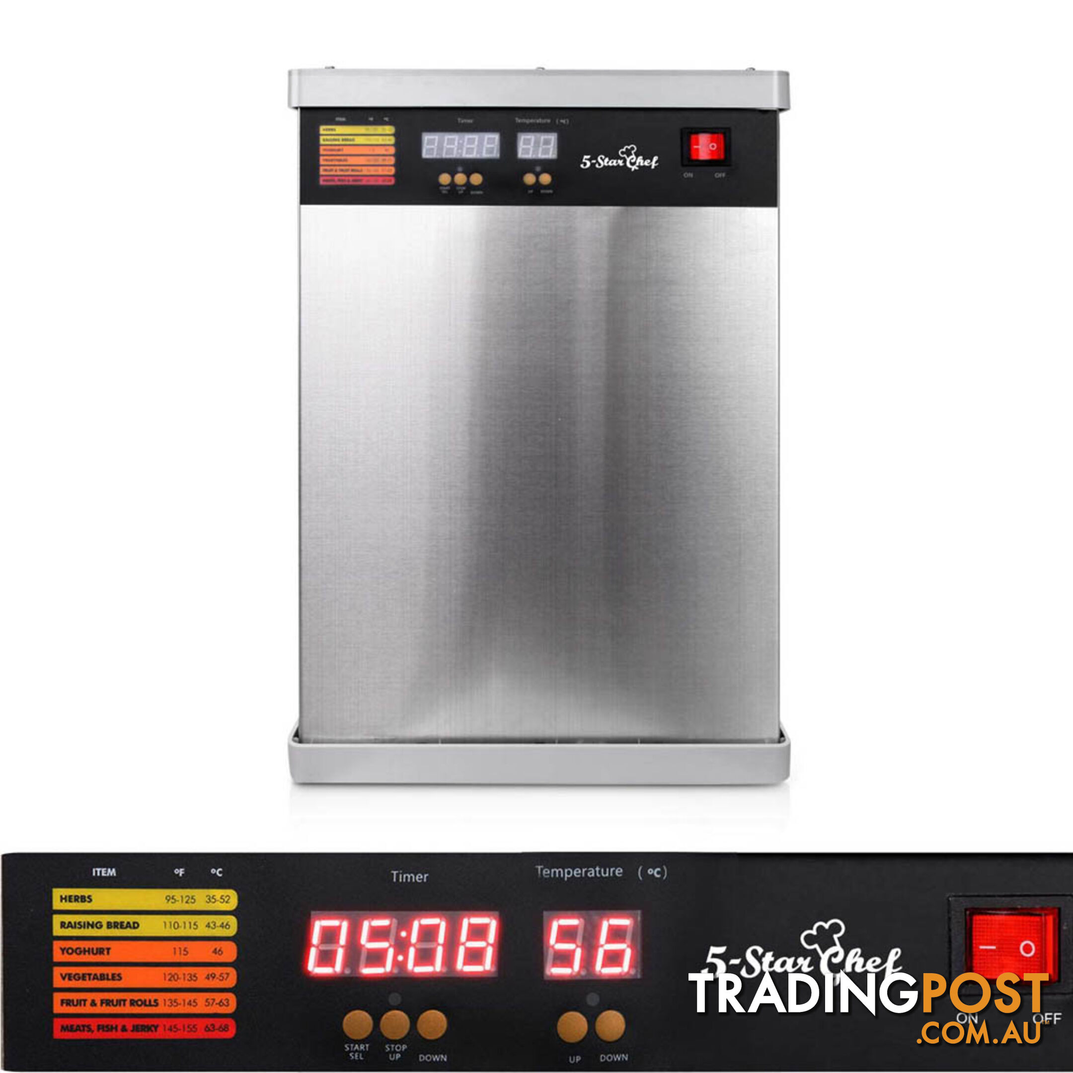 8 Trays Commercial Food Dehydrator Stainless Steel Jerky Dry Fruit Maker LED