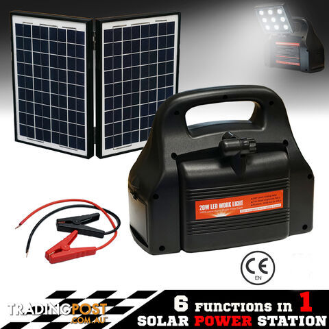 Portable Jump Start Power Station Battary Charger 20w Work Light Solar Panel