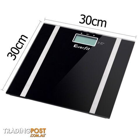 Glass Electronic Digital Body Fat Hydration Bathroom Scale Gym Weight Black