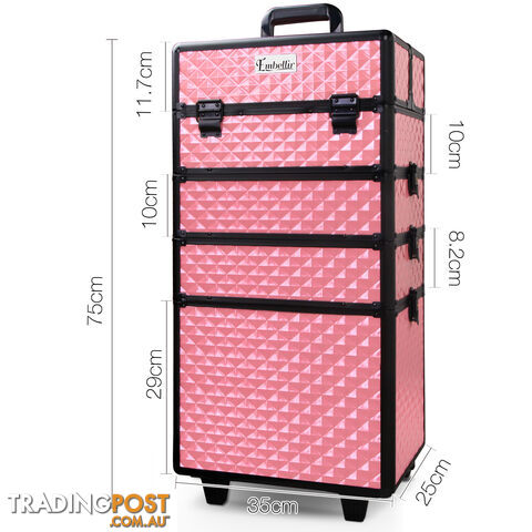 7in1 Professional Makeup Case Beauty Cosmetic Trolley Organiser Box Diamond Pink - photo 2 of 12