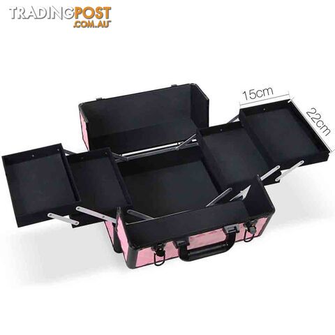7in1 Professional Makeup Case Beauty Cosmetic Trolley Organiser Box Diamond Pink - photo 3 of 12