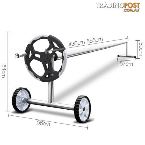 Adjustable Solar Swimming Pool Cover Roller Blanket Reel Non Slip Spin Wheel