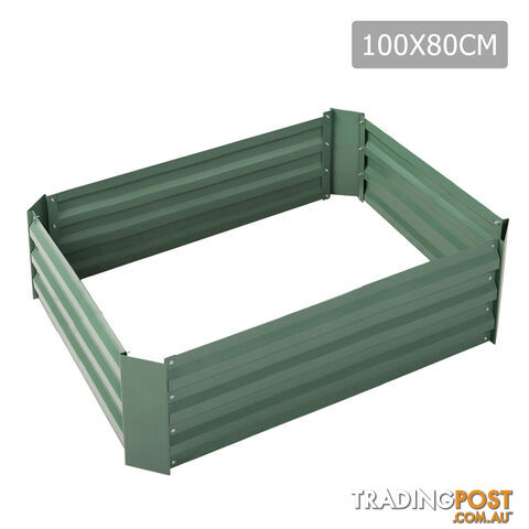 Galvanised Raised Garden Bed 100 x 80cm Green