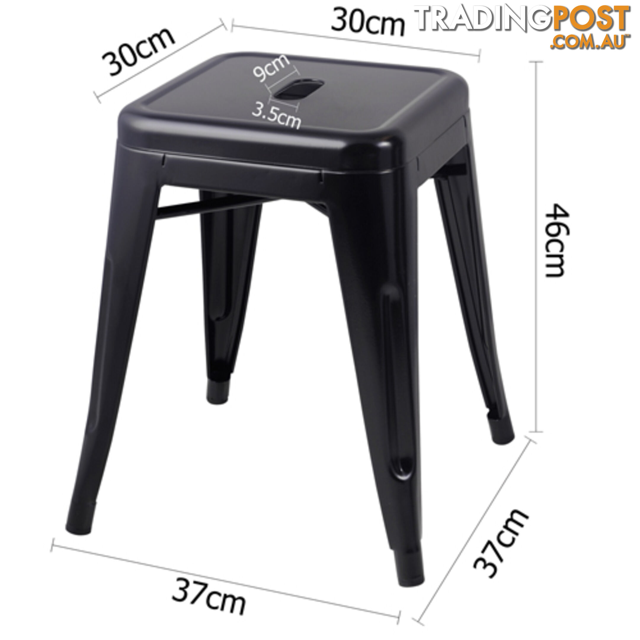 Set of 4 Replica Tolix Kitchen Bar Stool 46cm Black