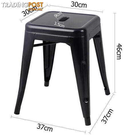 Set of 4 Replica Tolix Kitchen Bar Stool 46cm Black