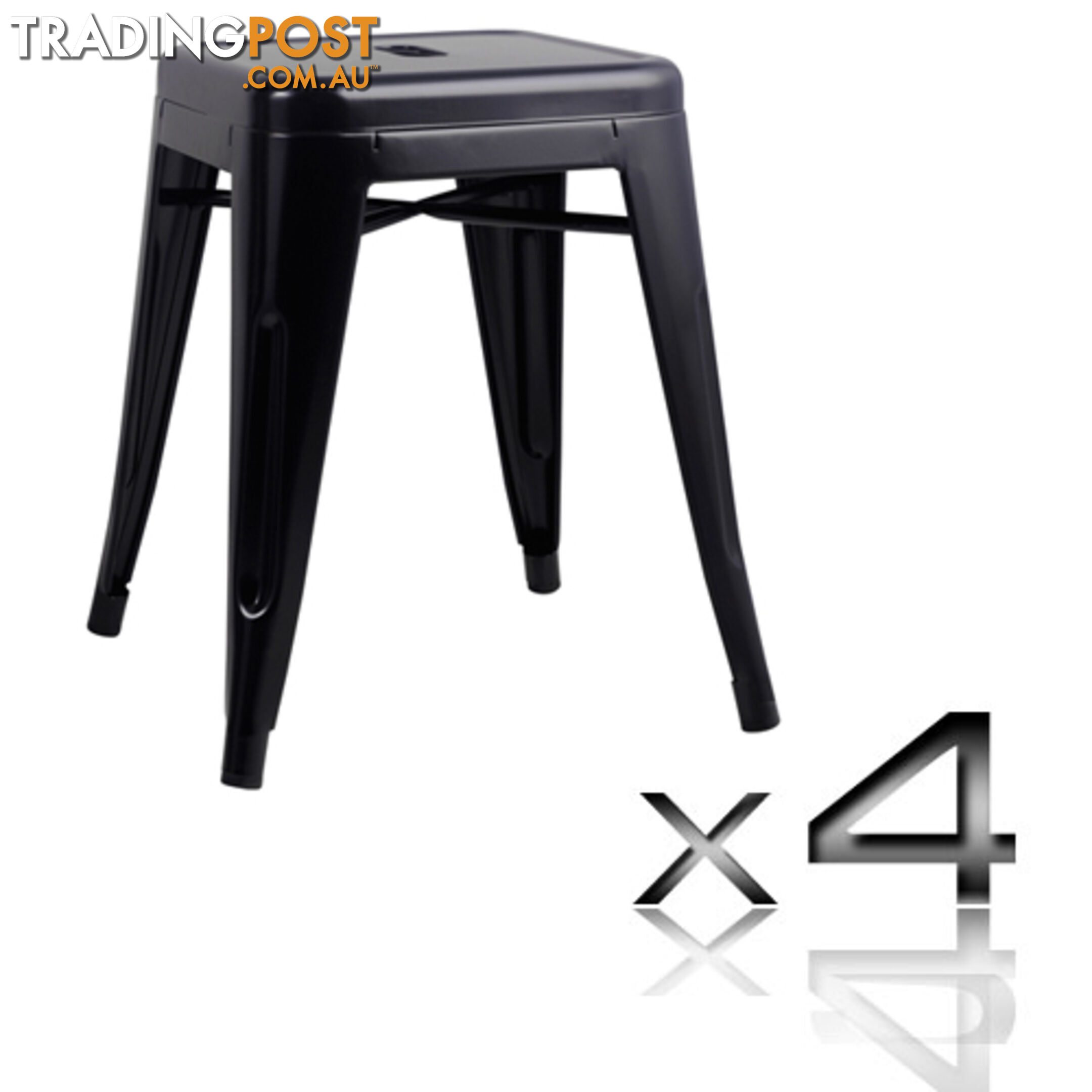 Set of 4 Replica Tolix Kitchen Bar Stool 46cm Black