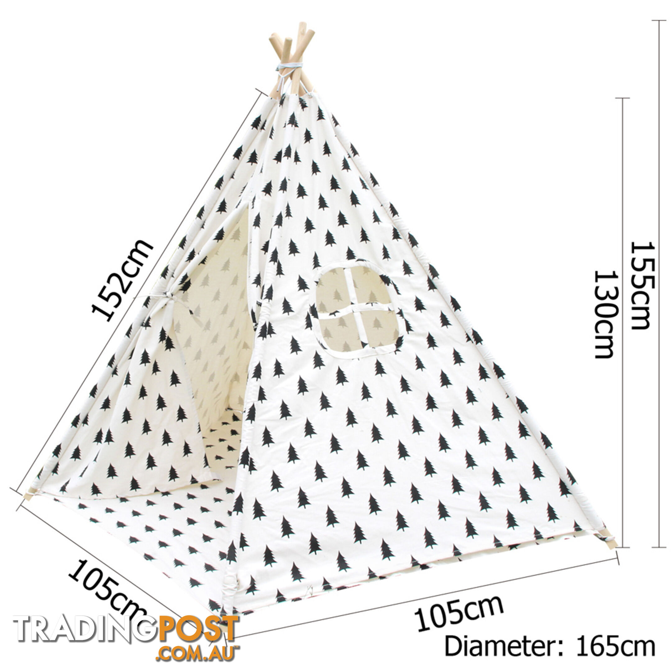 Children Play Tent Kids Teepee Pretend Playhouse Outdoor Indoor Tipi Black White