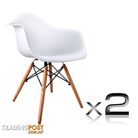 Set of 2 Replica Eames Cafe Chairs Beech White