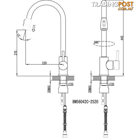 Kitchen Sink Basin Mixer Faucet 360Á Swivel Pull Out Spout Hose Tap