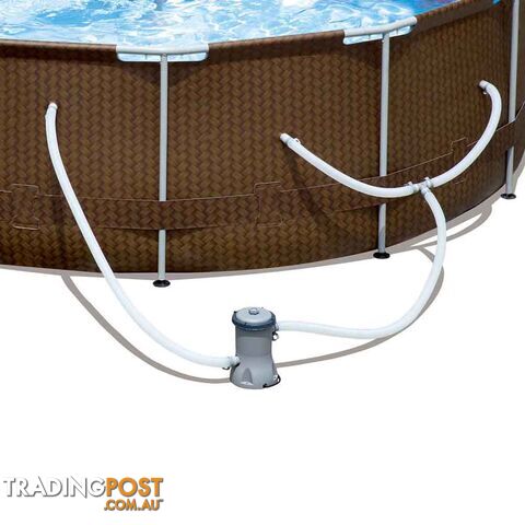 12Ft Above Ground Swimming Pool 3.66M x 1M Filter Pump Rattan Steel Frame