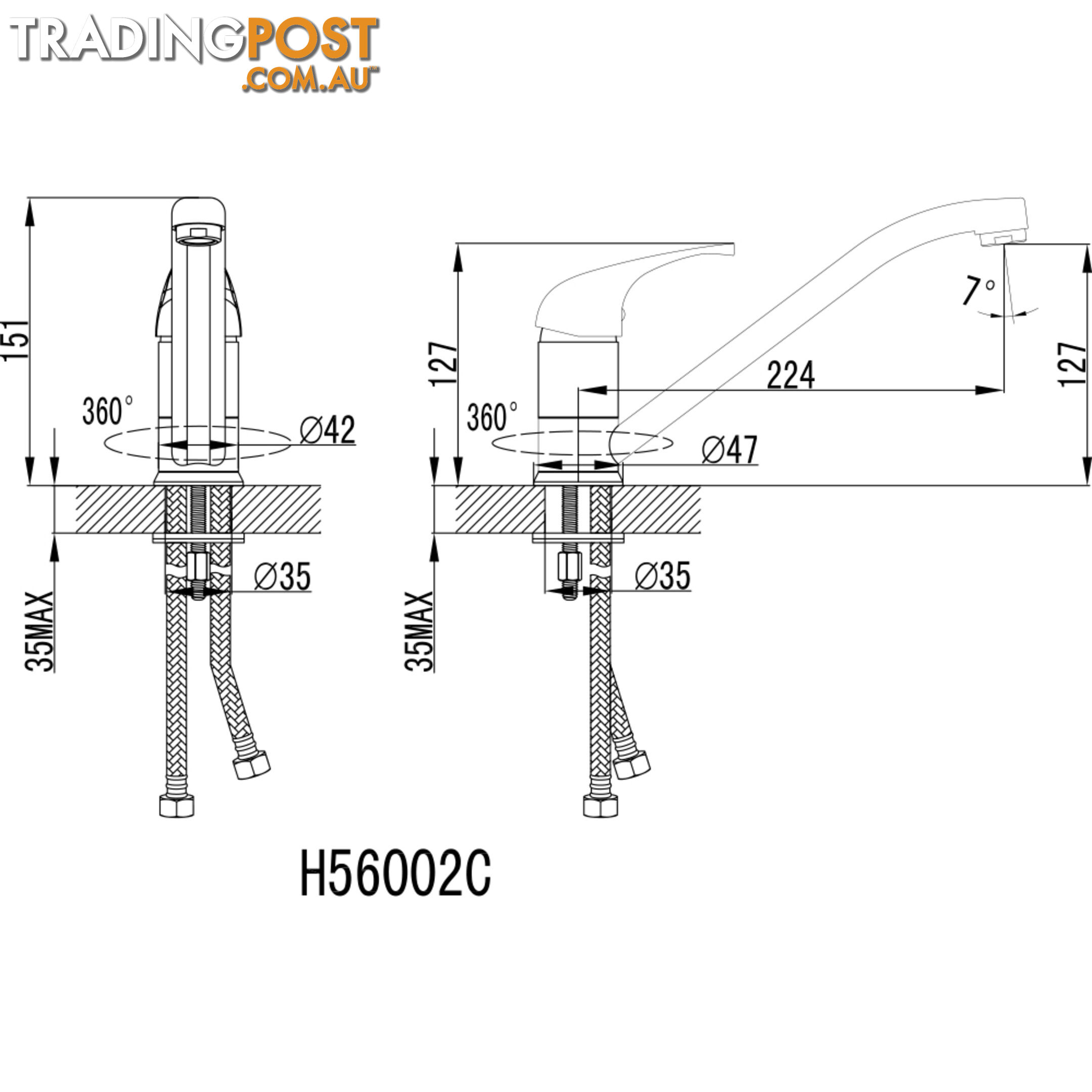 Single Lever Kitchen Sink Brass Basin Mixer Tap 360Á Swivel Spout Vanity Faucet