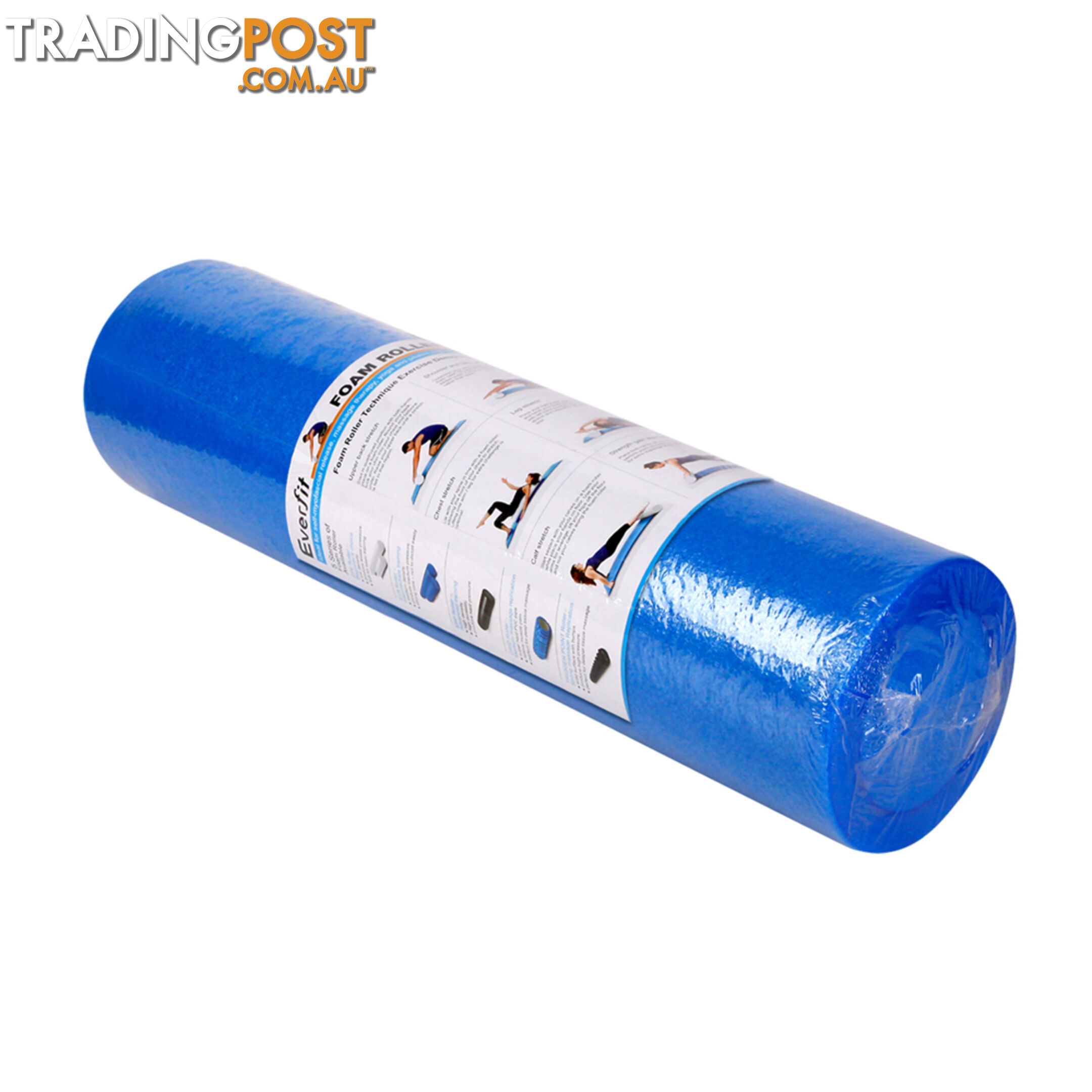 45cm EPE Foam Roller Yoga Gym Pilates Physio Stick Exercise Back Massage Blue