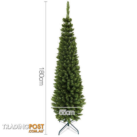 6FT Premium Slim Christmas Tree 180CM Xmas Decorate Steel Base Green