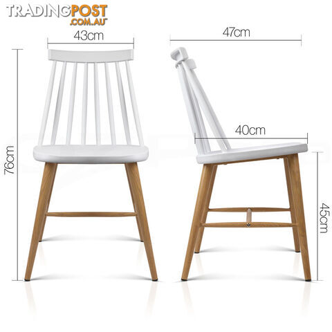 2 x Replica Windsor Dining Chairs Vintage Style Kitchen Bar Cafe Chair White