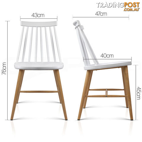 2 x Replica Windsor Dining Chairs Vintage Style Kitchen Bar Cafe Chair White