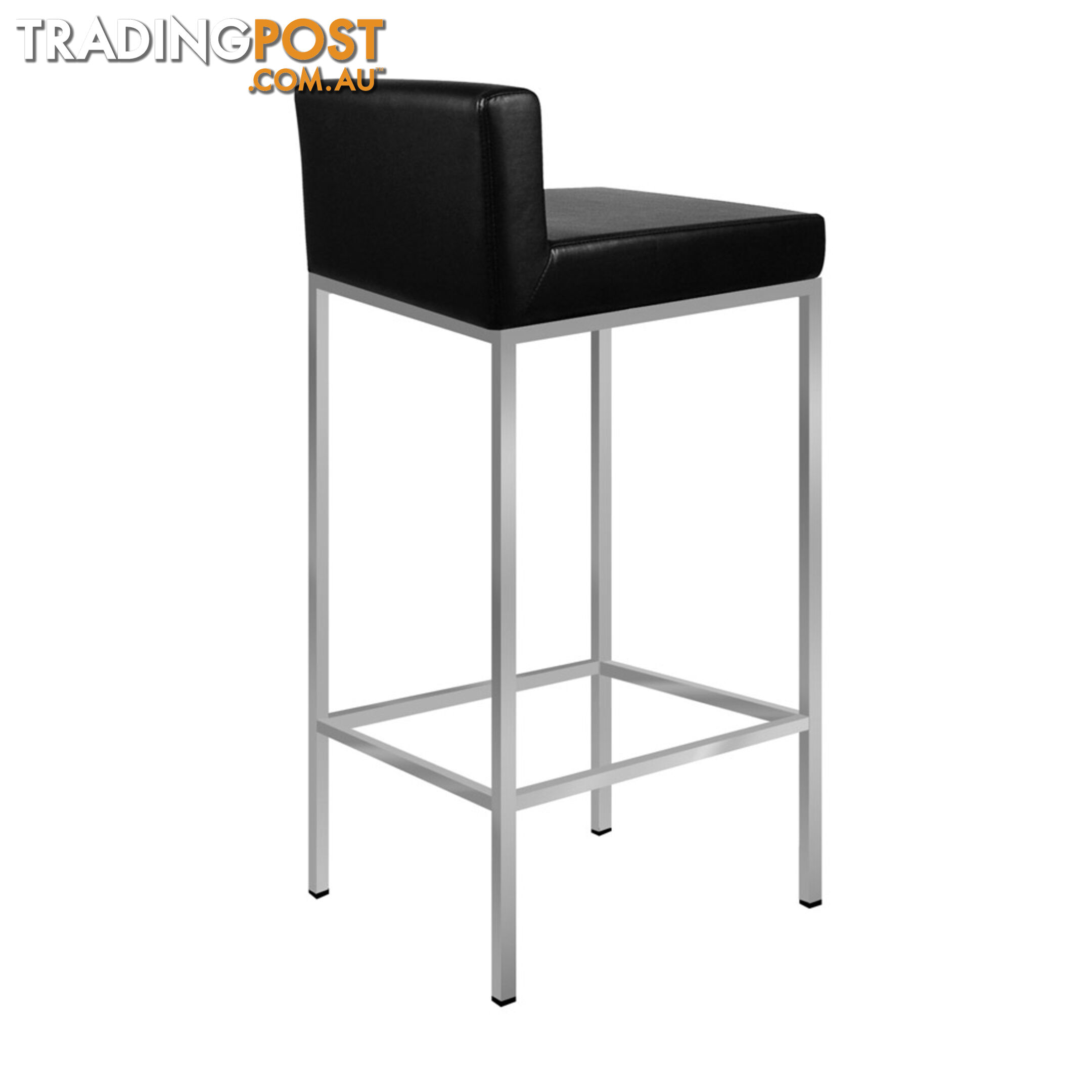 2 x Modern Low Backrest Bar Stool PU Leather Cafe Kitchen Bar Chair Seat Black