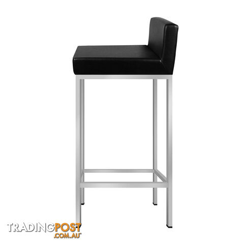 2 x Modern Low Backrest Bar Stool PU Leather Cafe Kitchen Bar Chair Seat Black