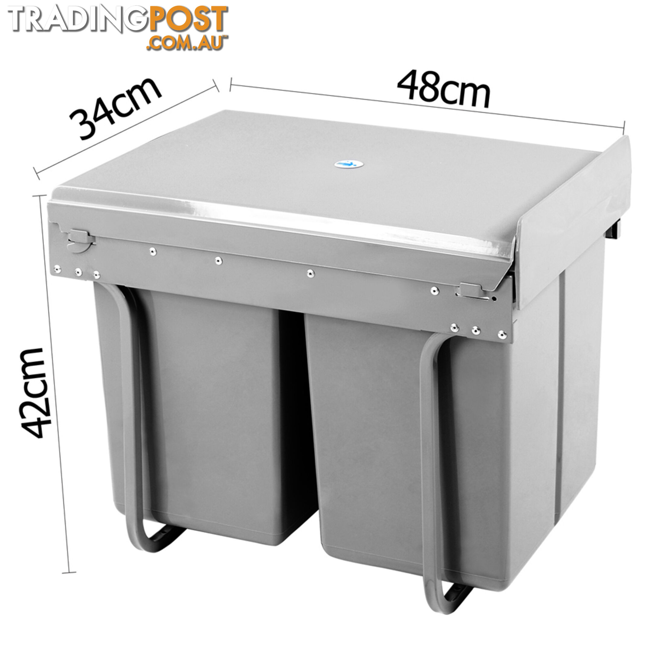 Double Duel Slide Garbage Twin Pull Out Rubbish Bin Waste Basket 2 x 20L