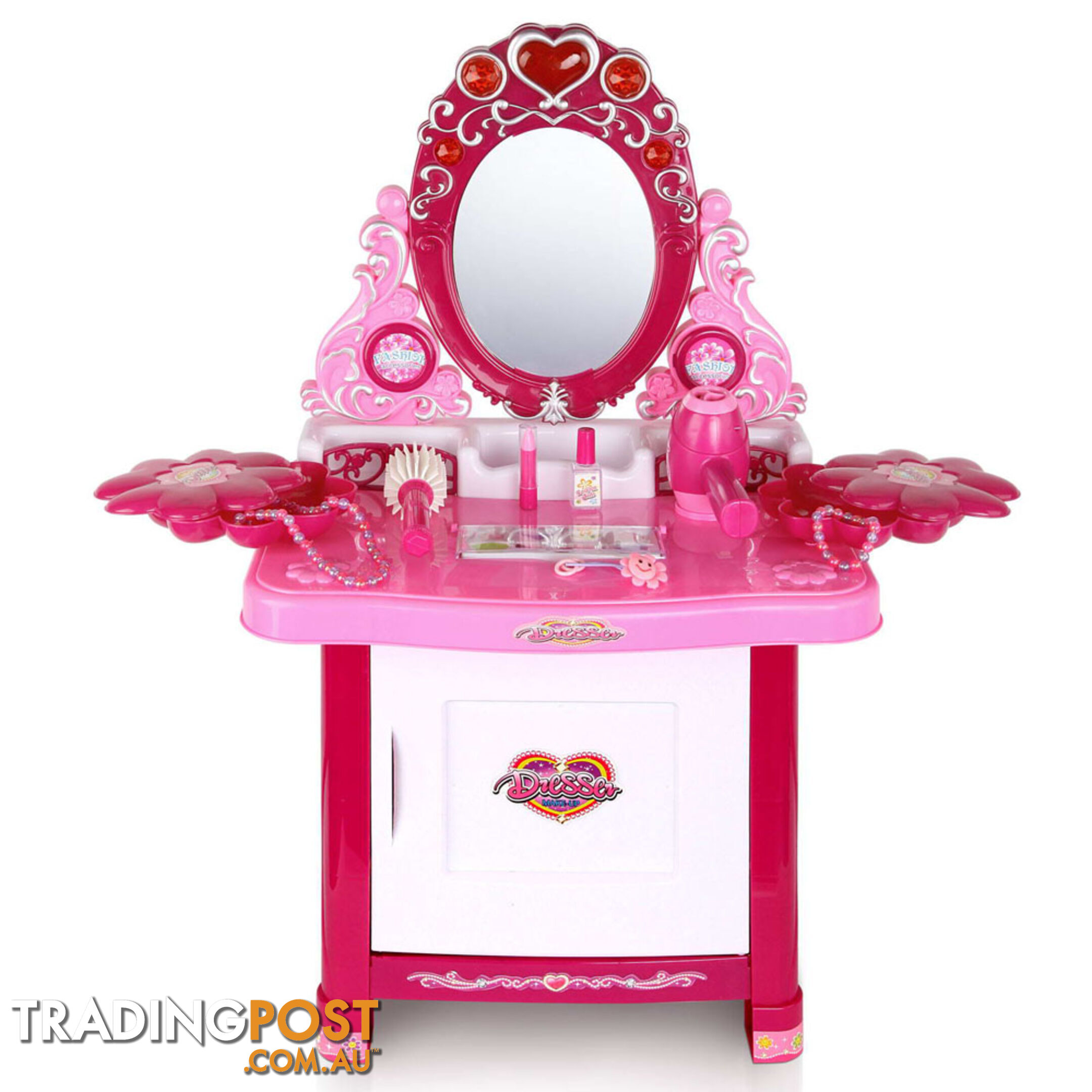 30 Piece Pretend Girls Kids Dressing Table Make Up Beauty Vanity Desk Toy Set