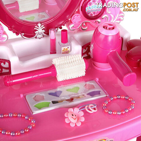 30 Piece Pretend Girls Kids Dressing Table Make Up Beauty Vanity Desk Toy Set