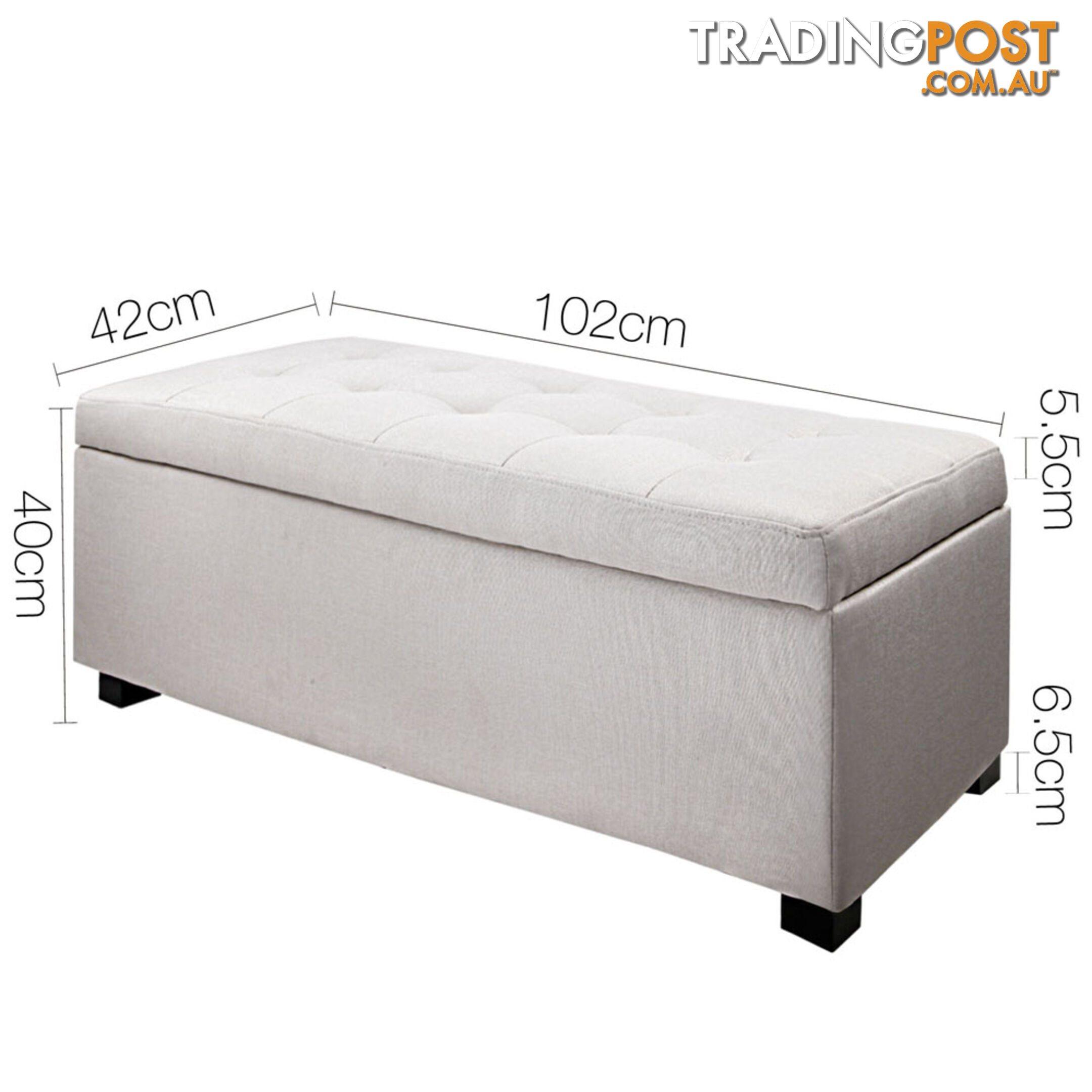 Ottoman Storage Blanket Box Foot Stool Toy Bed Faux Linen Large Beige