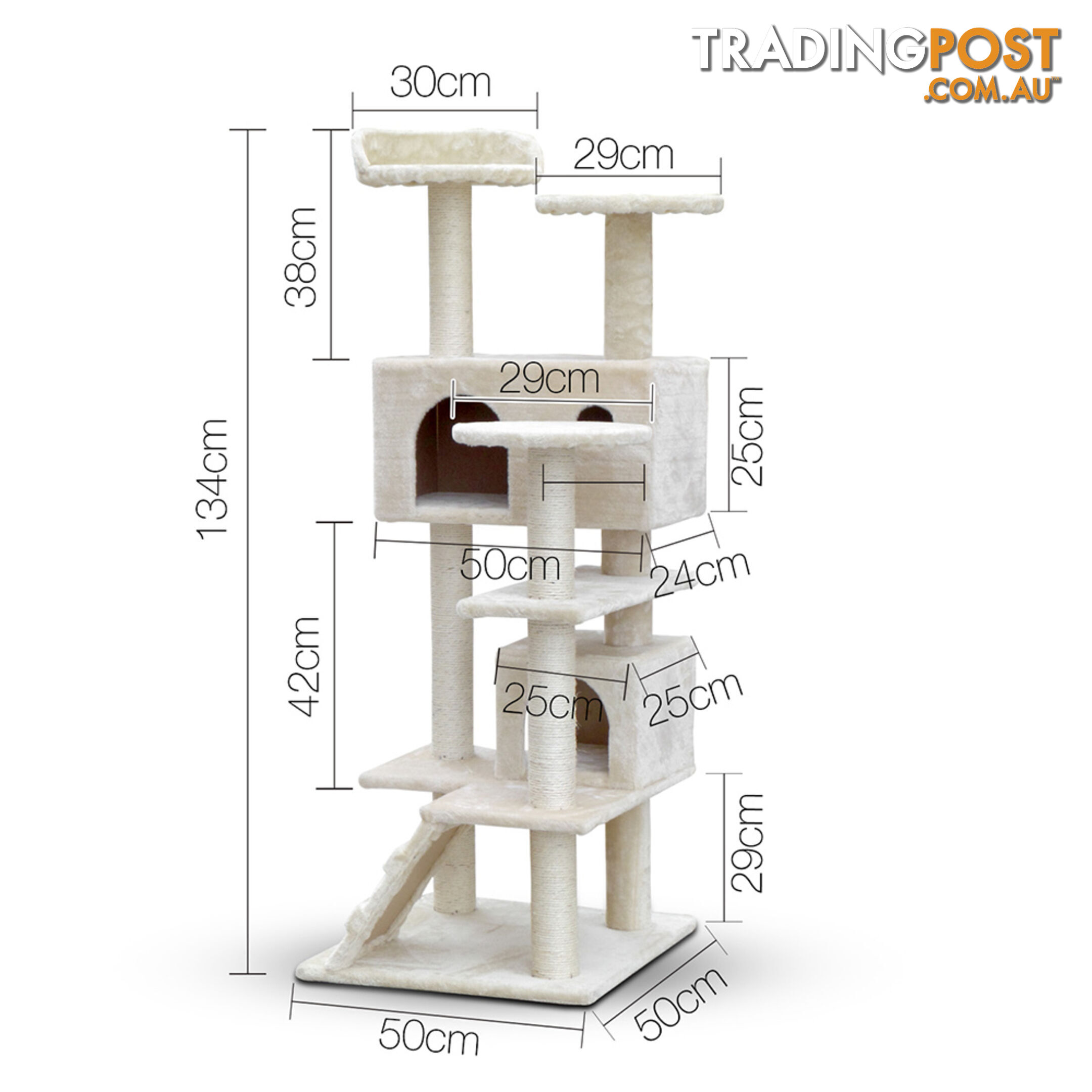 Cat Scratching Post  Tree House Condo 134cm Beige