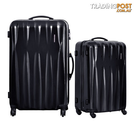 2PCS Hard Shell Travel Luggage Set TSA Lock Suitcase Trolley Spinner Wheel Black