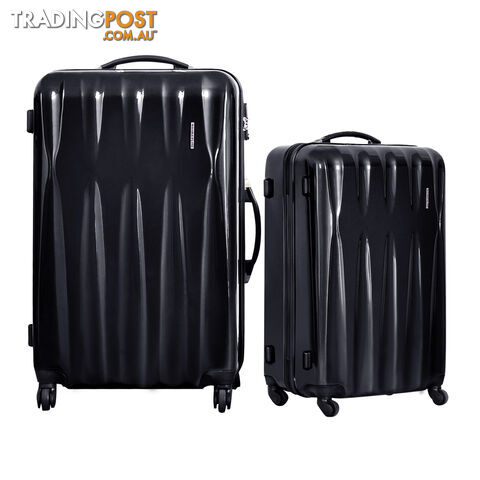 2PCS Hard Shell Travel Luggage Set TSA Lock Suitcase Trolley Spinner Wheel Black