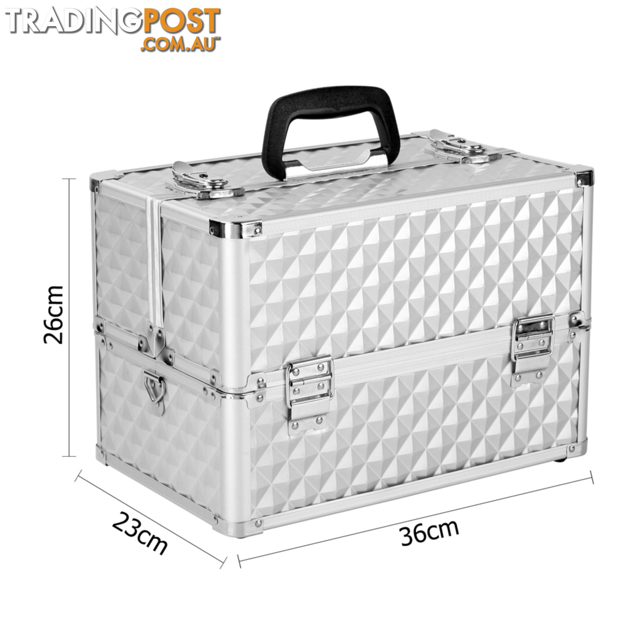 Diamond Silver Professional Beauty Makeup Cosmetic Case Portable Carry Box