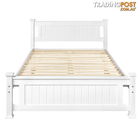 Wooden Bed Frame Pine Wood Queen White