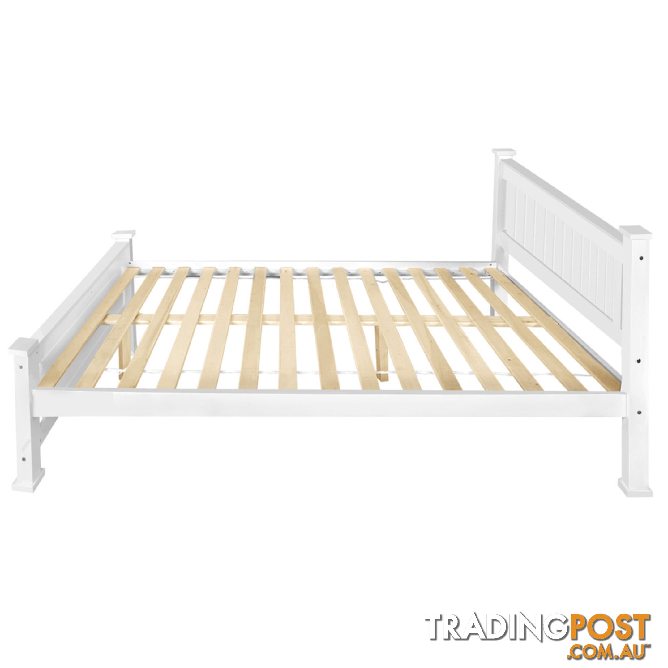 Wooden Bed Frame Pine Wood Queen White