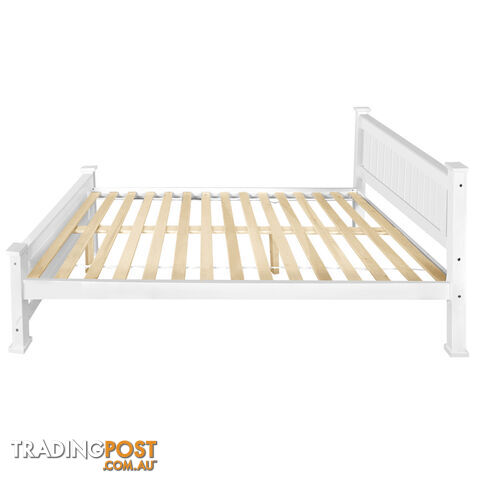 Wooden Bed Frame Pine Wood Queen White