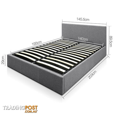 Deluxe Gas Lift Linen Fabric Storage Bed Frame Double Grey - photo 2 of 9
