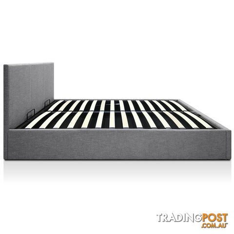 Deluxe Gas Lift Linen Fabric Storage Bed Frame Double Grey - photo 3 of 9