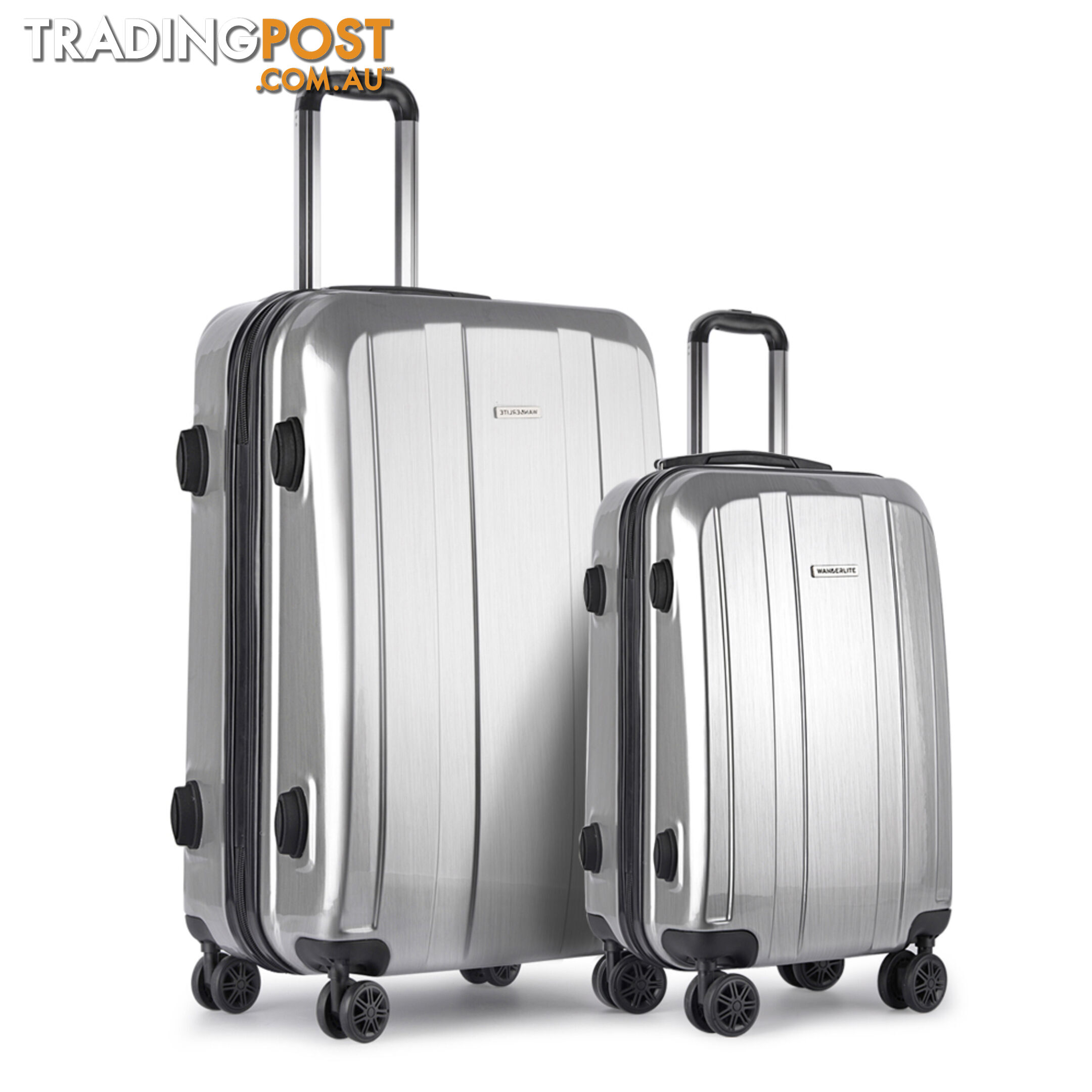 2PCS Travel Luggage Set Hard Shell Super Lightweight Suitcase Carry On Silver