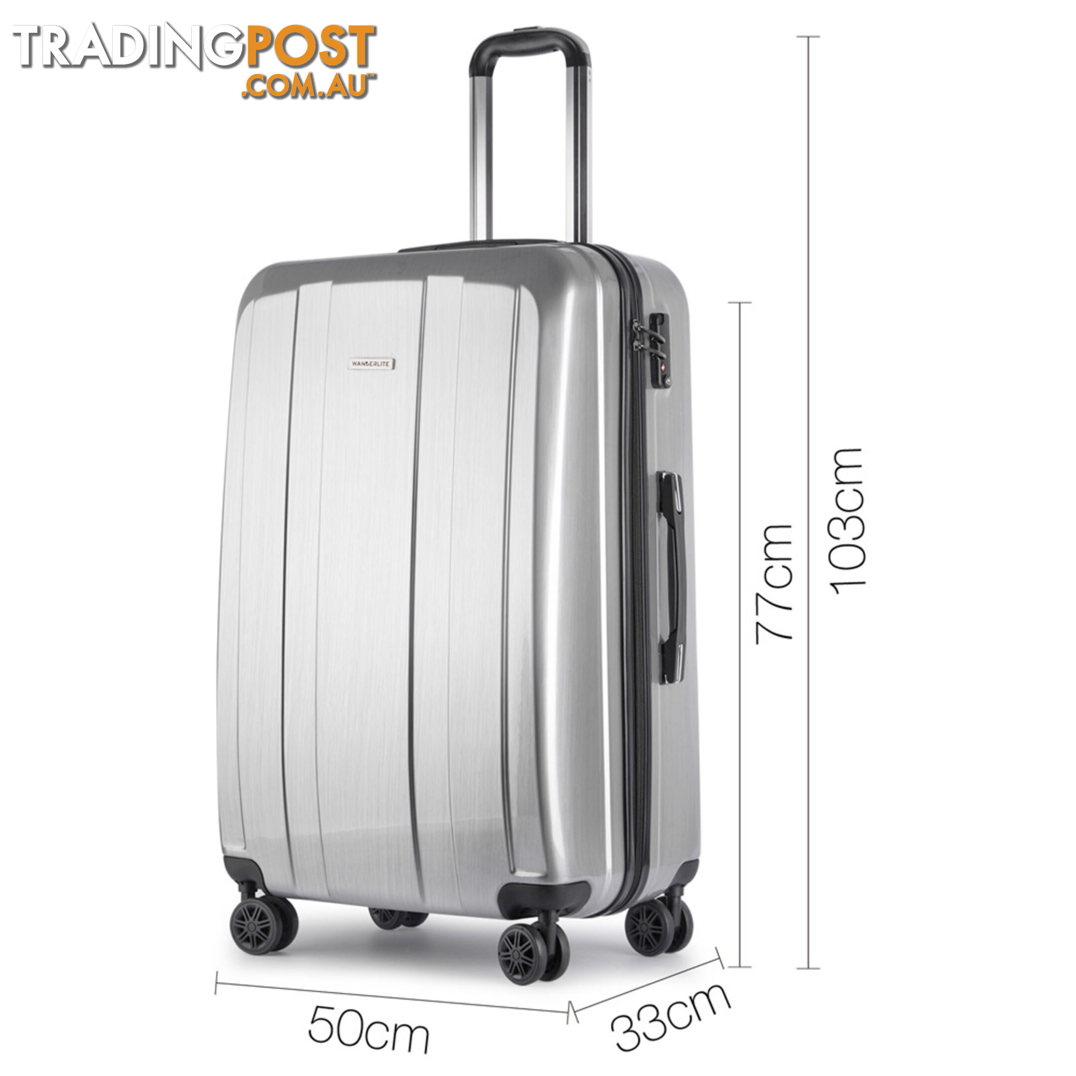 2PCS Travel Luggage Set Hard Shell Super Lightweight Suitcase Carry On Silver