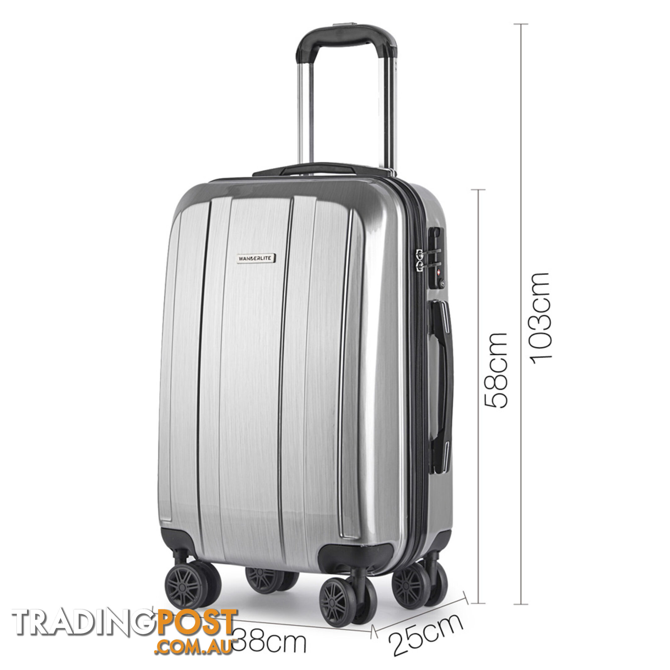 2PCS Travel Luggage Set Hard Shell Super Lightweight Suitcase Carry On Silver