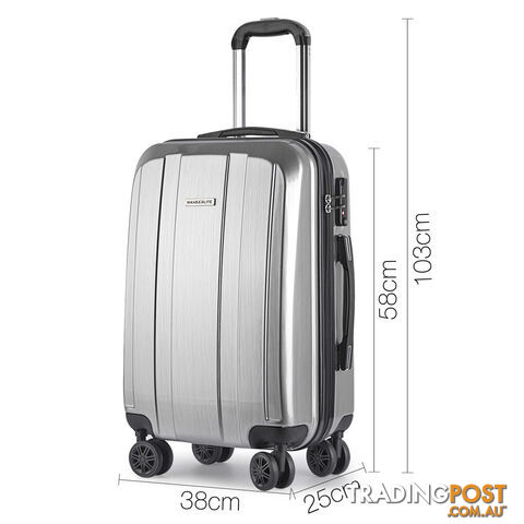 2PCS Travel Luggage Set Hard Shell Super Lightweight Suitcase Carry On Silver