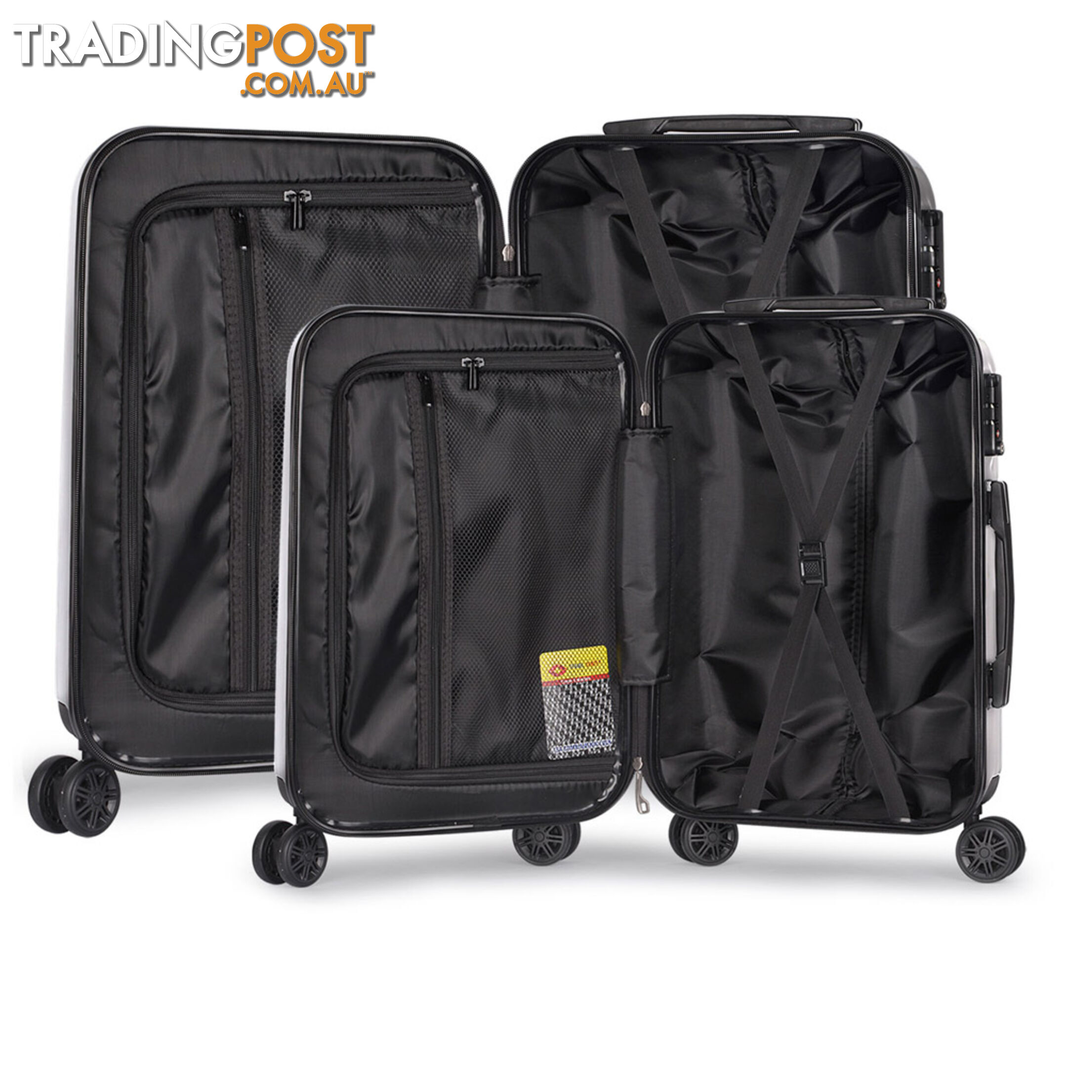 2PCS Travel Luggage Set Hard Shell Super Lightweight Suitcase Carry On Silver