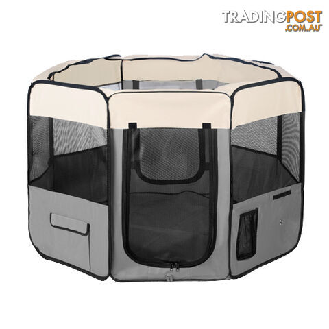 XL Portable Pet Playpen 8 Panel Dog Puppy Cat Exercise Soft Cage Crate Tent Grey