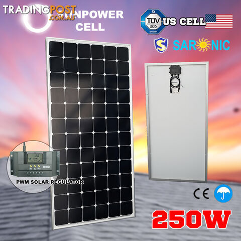 12V 250W Solar Panel Generator Power Mono Caravan Camping Battery Charging Kit