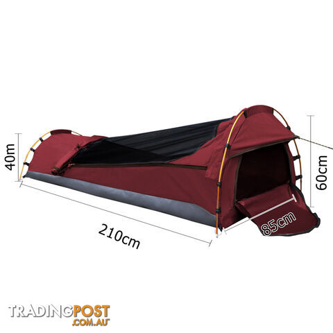 Single Biker Swag Camping Canvas Swags Tent Biking Free Carry Bag Red - photo 2 of 9