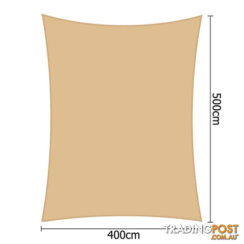 Heavy Duty Rectangle Shade Sail Cloth Sun Canopy Shadecloth 4 x 5 m Sand 280g/m2