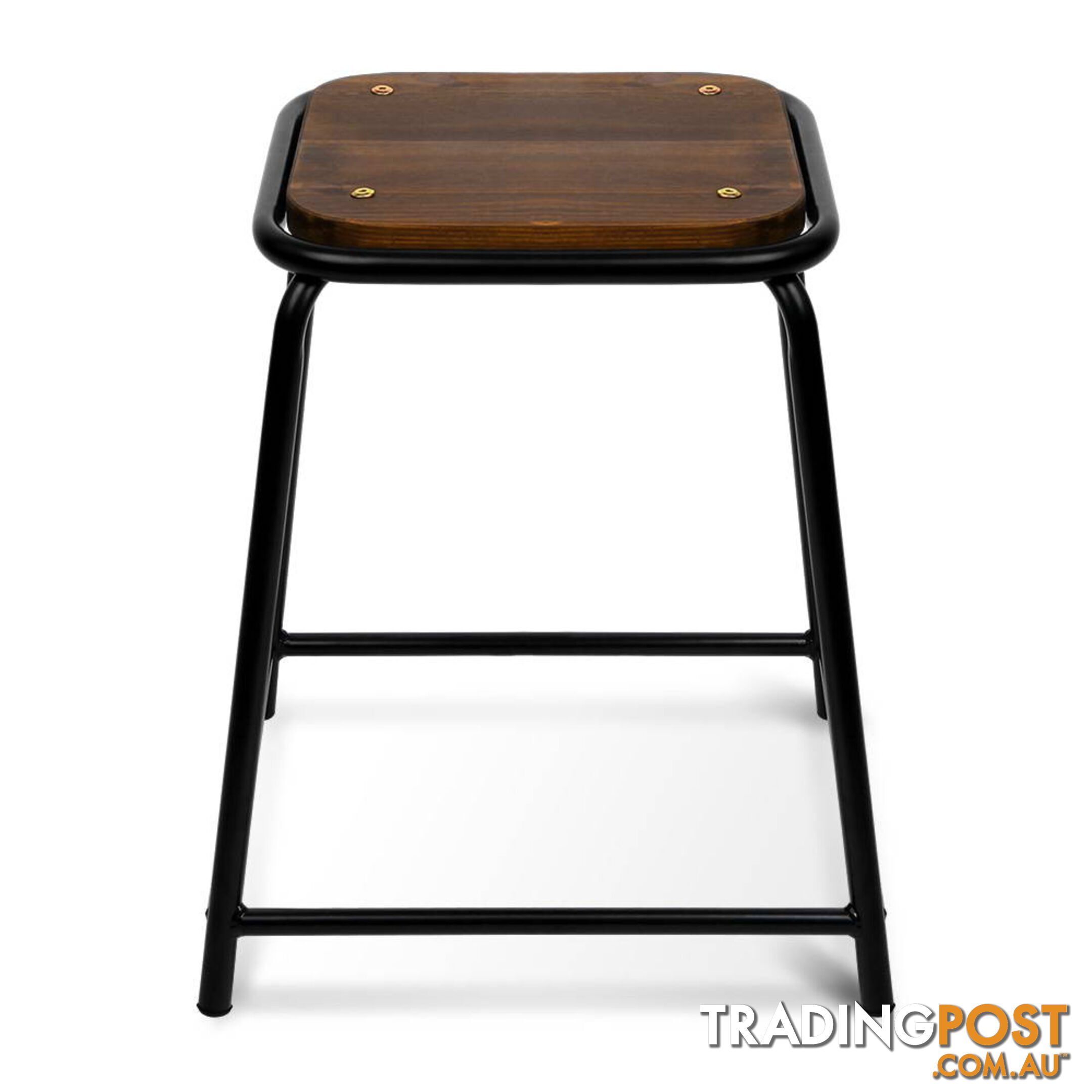 Set of 4 Stackable Wooden Seat Stools _ 48.5CM