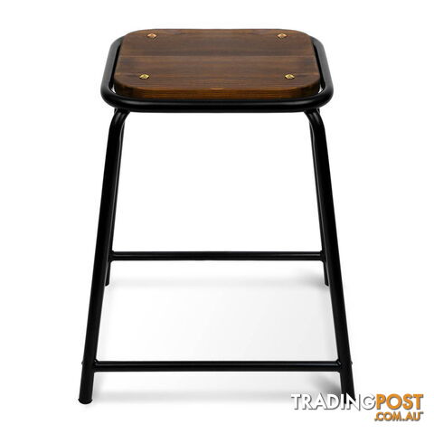 Set of 4 Stackable Wooden Seat Stools _ 48.5CM