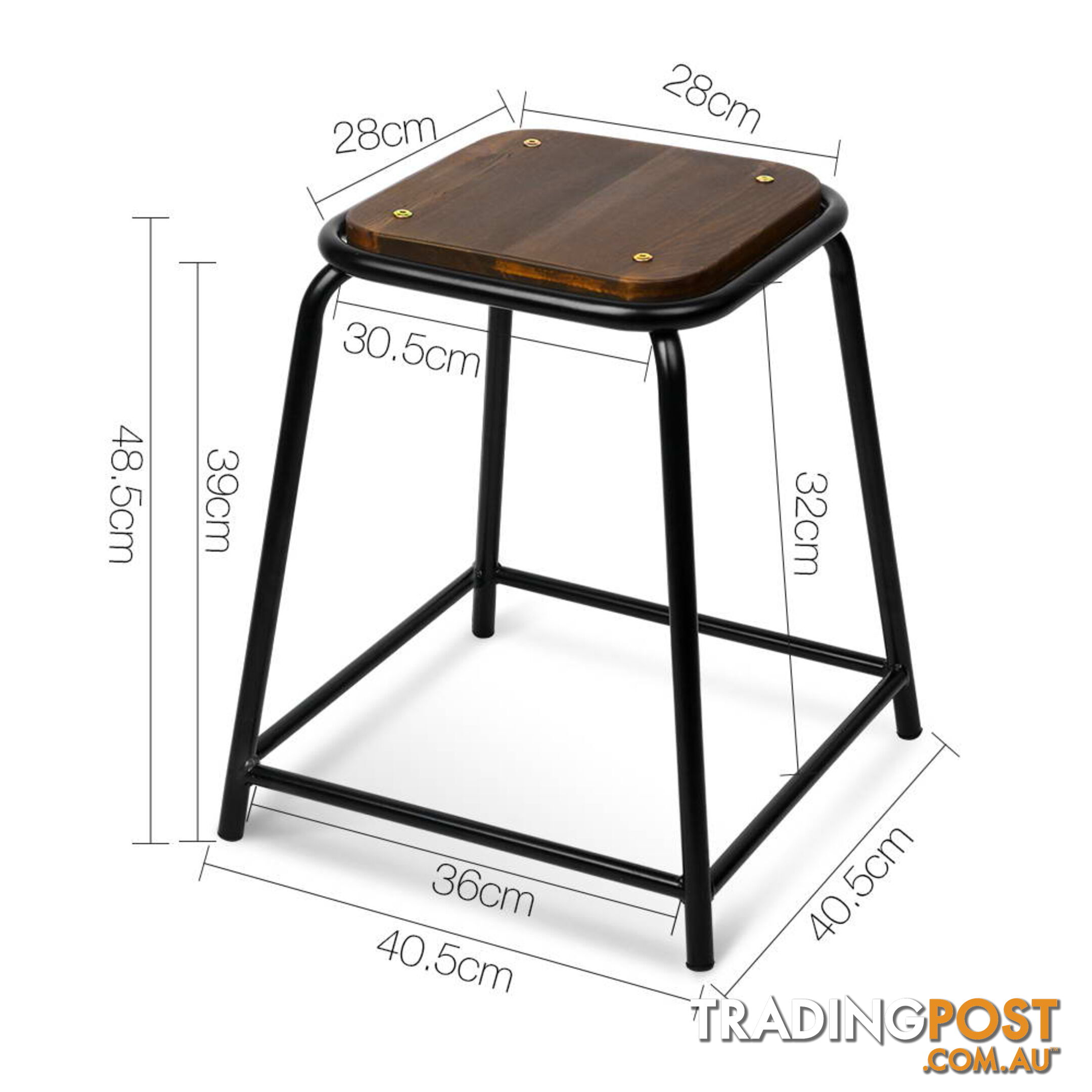 Set of 4 Stackable Wooden Seat Stools _ 48.5CM